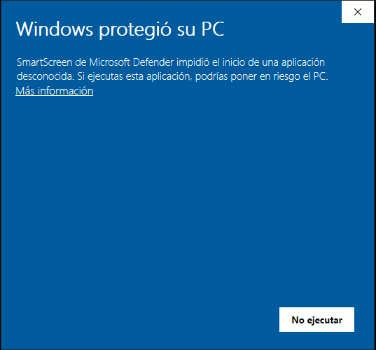 Windows va a mostrar una advertencia